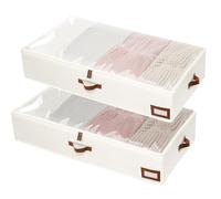 FLYBOX Under Bed Storage Box Featuring Robust Construction & Ultra-Thick Fabric,Clothes Underbed Organizer Containers,Collapsible Closet Under the bed Storage Bags, 38.5" L x 17" W x 7" H, Beige,2 PK