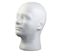Flybuild Male Mannequin Styrofoam Foam Manikin Head Model Wig Glasses Hat Display Stand Man White