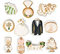 Flycalf Love Cookie Cutters Set of 11 with 3D Stamper PLA Kitchen Cake Wedding Dress Love Ring Shapes for Kids 3" Baking Embossing Stamps Mold Supplies Biscuit Tools