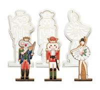 Flycalf Nutcracker Cookie Cutters Set of 3 Christmas with 3D Stamper Holiday Baking Accessories Cutter Molds Gifts for Kids Decorative Party 3.5" Kitchen Cake Supplies