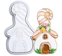 Flycalf Princess Cookie Cutters with 3D Stamper Handle Fairy House Biscuit Baking PLA Accessories Cutter Molds Gifts Decorative Party 3.5" Kitchen Cake Supplies