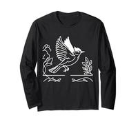 Flycatcher Line Art Birdwatcher Long Sleeve T-Shirt