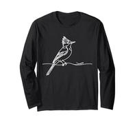 Flycatcher Line Art Birdwatcher Long Sleeve T-Shirt
