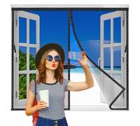 Flycn Magnetic Fly Screen Windows, 105x140cm Fly Nets for Windows, Screen Mesh Insect Protection No Gap, Easy to Install Without Drilling, Keep Bugs Out Lets Fresh Air in Black