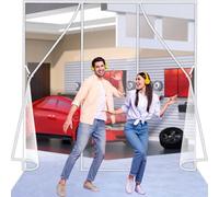 Flycn Magnetic Fly Screens Double Door, 165x220 cm Reinforced Sewing Mosquito Net Curtain for Balcony, Powerful Magnets and Full Frame Magic Tape, Without Drilling for Sliding Patio Door White
