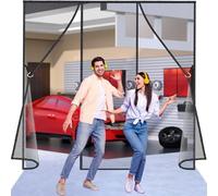 Flycn Magnetic Fly Screens Double Door, 400x210 cm Reinforced Sewing Mosquito Net Curtain for Balcony, Powerful Magnets and Full Frame Magic Tape, Without Drilling for Sliding Patio Door Black
