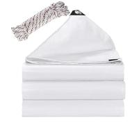 Flycn Tarpaulin Waterproof Heavy-Duty for Outdoor, 1.5x10m 500g/m² UV/Tear Resistant Tarpaulin Sheet with Reinforced Grommets for Garden Furniture & Ground Use PVC White