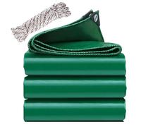 Flycn Tarpaulin Waterproof Heavy Duty Tarp Sheet Cover, 6x8m 500g/m² Groundsheet - Waterproof, Weatherproof, Frost-Resistant, UV Protection, Universal, Multipurpose, Reinforced Eyelets PVC Green