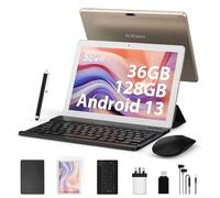 FLYCOAY Tablet 10 Inch 2024 Newest Android 13,Octa-Core 2.0GHz,5G WIFI,20GB RAM+128GB ROM (TF 1TB), 8000mAh,Battery/WLAN/Face ID/Google GMS Certified Tablet With Keyboard,Case(Gold), L80-EEA