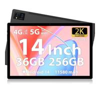 FLYCOAY Tablet 14 inch Android 14 Tablets, 256GB ROM(Expand to 2TB),36GB(12+24) RAM, Octa-Core 2.0GHz,11580mAh Battery, 2000 * 1200 FHD 4 Speakers, 4G LTE/5G WiFi, with Case,Pen,Earphone,Black