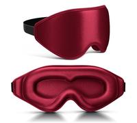 FlyCoco 99% Fully Block Out Light Eye Sleep Mask, 3D Deep Contoured Eyes Cover Zero Pressure, Long Lash Extension Eyes Mask with Adjustable Straps for Sleeping Travel Home Nap Rest Women Men (Red)
