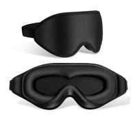 FlyCoco 99% Fully Block Out Light Eye Sleep Mask, 3D Deep Contoured Eyes Cover Zero Pressure, Long Lash Extension Eyes Mask with Adjustable Straps for Sleeping Travel Home Nap Rest Women Men (Black)