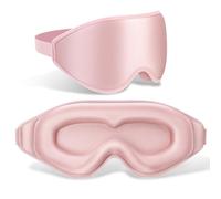 FlyCoco 99% Fully Block Out Light Eye Sleep Mask, 3D Deep Contoured Eyes Cover Zero Pressure, Long Lash Extension Eyes Mask with Adjustable Straps for Sleeping Travel Home Nap Rest Women Men (Pink)
