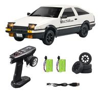 FLYCOLOR 1:18 AE86 Model LD1801 RC Drift Car 1/18 2.4G Remote Control on Road ESP Gyroscope LED Mini RC Racing Cars (White)