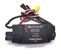 Flycolor 60A ESC 3-6S Electric Speed Controller 5v /6V/7.4V 5A BEC with XT60 & 3.5mm Bullet Plugs for RC Drone Airplane Brushless Motors