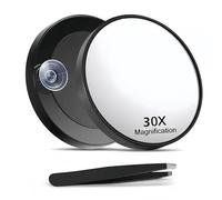 Flycppo 30X Magnifying Mirror with 2 Suction Cups,Magnified Makeup with Slant Tweezers,Travel Make Up Mirroring Magnifyings for Travel,Bathroom,Makeup,Shaving,Eyebrows 8.8cm