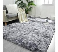 FlyDOIT 6x9 Feet Large Area Rugs for Living Room, Tie-Dyed Light Grey Shaggy Rug Fluffy Throw Carpets, Ultra Soft Plush Modern Indoor Fuzzy Rugs for Bedroom Girls Kids Nursery Room Dorm Home Decor
