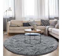 FlyDOIT Grey Round Rug for Bedroom, Super Fluffy Circle Rugs for Baby Nursery, 5'X5' Feet Furry Carpet for Children Kids Room, Cute Soft Shaggy Rug for Girls Home Decor, Fuzzy Plush Carpets for Dorm