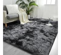 FlyDOIT Large Area Rugs for Living Room, 4x6 Feet Tie-Dyed Black and Grey Shaggy Rug Fluffy Throw Carpets, Ultra Soft Plush Modern Indoor Fuzzy Rugs for Bedroom Girls Kids Nursery Room Dorm Home Decor