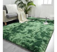 FlyDOIT Large Area Rugs for Living Room, 4x6 Feet Tie-Dyed Green Shaggy Rug Fluffy Throw Carpets, Ultra Soft Plush Modern Indoor Fuzzy Rugs for Bedroom Girls Kids Nursery Room Dorm Home Decor