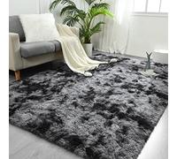 FlyDOIT Large Area Rugs for Living Room, 5x8 Feet Tie-Dyed Dark Grey Shaggy Rug Fluffy Throw Carpets, Ultra Soft Plush Modern Indoor Fuzzy Rugs for Bedroom Girls Kids Nursery Room Dorm Home Decor