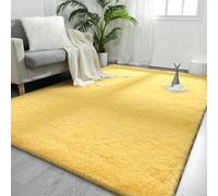 FlyDOIT Large Area Rugs for Living Room and Bedroom, 5x8 Feet Yellow Shaggy rug, Ultra Soft Plush Modern Indoor Fuzzy Carpets for Girls, Kids, and Nursery Rooms