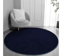 FlyDOIT Round Area Rugs for Bedroom Living Room, 4x4 Navy Blue Super Soft Comfy Thickened Memory-Foam Indoor Circle Carpets, Modern Aesthetic Minimalist Carpet for Boys Girls Adults Nursery Home Décor