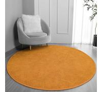FlyDOIT Round Area Rugs for Bedroom Living Room, 4x4 Orange Super Soft Comfy Thickened Memory-Foam Indoor Circle Carpets, Modern Aesthetic Minimalist Carpet for Boys Girls Adults Nursery Home Décor