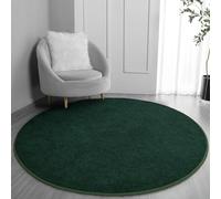 FlyDOIT Round Area Rugs for Bedroom Living Room, 5x5 Dark Green Super Soft Comfy Thickened Memory-Foam Indoor Circle Carpet, Modern Aesthetic Minimalist Carpet for Boys Girls Adults Nursery Home Décor