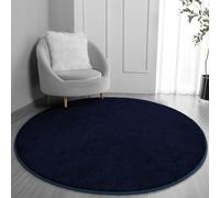 FlyDOIT Round Area Rugs for Bedroom Living Room, 5x5 Navy Blue Super Soft Comfy Thickened Memory-Foam Indoor Circle Carpets, Modern Aesthetic Minimalist Carpet for Boys Girls Adults Nursery Home Décor