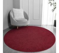 FlyDOIT Round Area Rugs for Bedroom Living Room, 6x6 Rose Red Super Soft Comfy Thickened Memory-Foam Indoor Circle Carpets, Modern Aesthetic Minimalist Carpet for Boys Girls Adults Nursery Home Décor