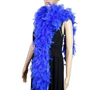 Flydreamfeathers 100 Gram 2 Yard Long Chandelle Feather Boa over 10 Colors, Great for Party, Wedding, Costume, Royal Blue, 72 inch long, 8-9 inch wide