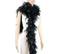 Flydreamfeathers 80 Gram, 2 yards Long Turkey Chandelle Feather Boa 10 Color, Great for Party, Wedding, Halloween Costume, Christmas Tree Decoration (Black)