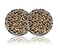 FLYEEGO 2.75" Car Cup Holder Coasters Leopard Print Bling Accessories Rhinestone Anti Slip Inserts - 2PCS