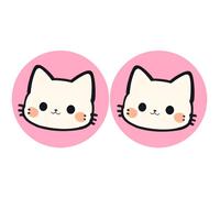 FLYEEGO Hello Pink Cat Anime Car Cup Holder Coasters - 2PCS 2.75" Cute Kitty Cat Kawaii Cartoon Silicone Round Coasters for Women Girl