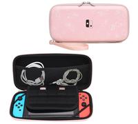 Flyekist Carry Case Compatible with Nintendo Switch/Switch OLED Console -Protective Hard Shell Portable Travel Carrying Case for Nintendo Switch Accessories and Games,Pink