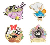 FLYEMMET Cute Enamel Pins for Backpacks, Kawaii Anime Fish Fox Rabbit Bee Cartoon Pins for Kids, Alloy Steel, no gemstone