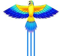 Flyer Kite Outdoor Creative Parakeet Kite Park Beach Entertainment Game Toys Easy to Fly in The Breeze Suitable for Novice Beginners (Color : Red Size : 5.6ft+9.8ft Tail+328ft Line) (Blue 5.6ft+9.8f