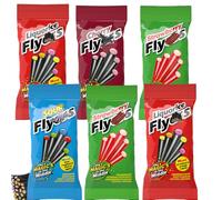 Flyerrs Variety Liquoriice Sticks Pack 75g - Cherry, Sour Liquorice, Strawberry & Classic Liquoriice Flavours (6 x Packs, Random Mixed)