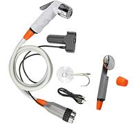 FLYFISH Portable Camping Shower Electric with Shower Head Rechargeable Water Pump Build-in Water Filtration System For Outdoor Travel, Beach, Pool, Dog (Two Shower head(Bidet+Shower))