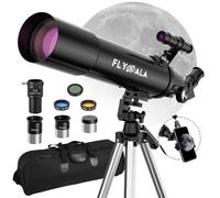 FlyGala 30X-750X high Powered Telescope for Kids 8-12,80mm Aperture 600mm Focal Length Astronomical Telescope for Adults high Powered,Refractor Astronomy telescopes Kids 6-8 over 5 year Old Black