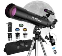 FlyGala 30X-750X high Powered Telescope for Kids 8-12,80mm Aperture 600mm Focal Length Astronomical Telescope for Adults high Powered,Refractor Astronomy telescopes Kids 6-8 over 5 year Old Black