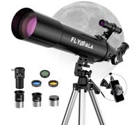 FlyGala 30X-750X high Powered Telescope for Kids 8-12,80mm Aperture 600mm Focal Length Astronomical Telescope for Adults high Powered,Refractor Astronomy telescopes Kids 6-8 over 5 year Old Black