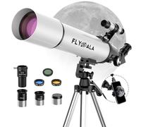 FlyGala 30X-750X Telescope for Adults high Powered,80mm Aperture 600mm Focal Length Astronomy Telescope for Kids 8-12,Astronomical Refractor telescopes for Kids 6-8 over 5 year old White