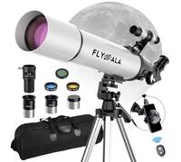 FlyGala 30X-750X Telescope for Adults high Powered,80mm Aperture 600mm Focal Length Astronomy Telescope for Kids 8-12,Astronomical Refractor telescopes for Kids 6-8 over 5 year old White