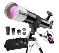FlyGala Telescope for Adults High Powered Astronomical,80mm Aperture 900mm Professional Refractor Telescopes for Astronomy Beginners 36-270X FMC with AZ Mount Tripod,Carrying Bag,Phone Adapter