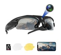 FlyGift 4K HD Sport Camera with WiFi, Camera Sunglasses with UV400 Protection Polarized Lenses+Clear/Yellow Lens for Outdoor Sports Supports iOS&Android (64GB TF Card Included)