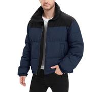 Flygo Men Puffer Jacket Winter Coats Water Resistant Long Sleeve Zip Up Lightweight Quilted Down Jackets, Navy, L