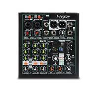 Flygrow 6 Channel Audio Mixer DJ Mixer Sound Board, RGB Breathing Light, 99 DSP Effects, USB Audio Interface, +48V Phantom Bluetooth, High Resolution with 24bit/192kHz for Live Streaming