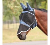 Shires FlyGuard Pro Air Motion Fly Mask with Ears & Nose - Full Size | Lightweight Air Motion Fabric for Comfort | Protects Against Flies & Insects | Turnout & Grazing | Deep Airforce Blue